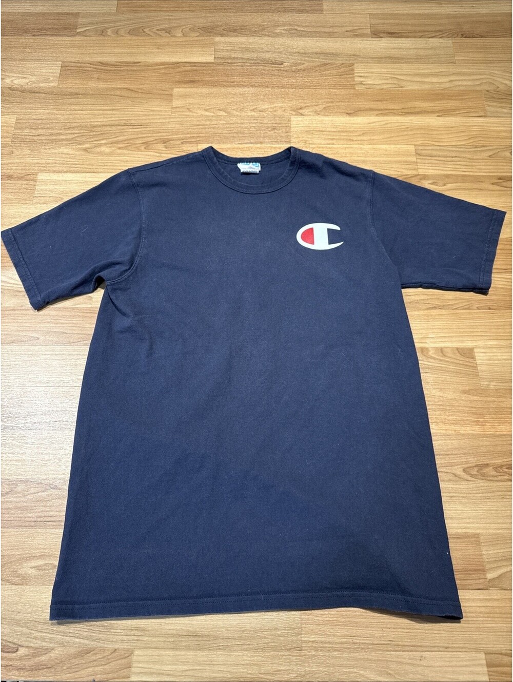 Vintage Champion T Shirt Mens Large Navy Big C Logo Y2K 2000s Tee Embroidered